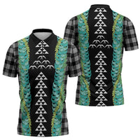 Black Palaka Hawaii Iwa Bird Zipper Polo Shirt Hawaiian Kakau Jade Vine Lei LT14 - Polynesian Pride