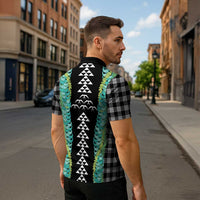 Black Palaka Hawaii Iwa Bird Zipper Polo Shirt Hawaiian Kakau Jade Vine Lei LT14 - Polynesian Pride