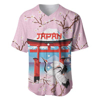 Japanese Torii Gate Cranes Personalised Baseball Jersey Fuji Mount Sakura Seigaiha Pattern