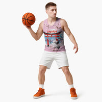 Japanese Torii Gate Cranes Personalised Basketball Jersey Fuji Mount Sakura Seigaiha Pattern