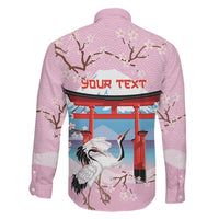 Japanese Torii Gate Cranes Personalised Family Matching Off Shoulder Maxi Dress and Hawaiian Shirt Fuji Mount Sakura Seigaiha Pattern LT14 - Polynesian Pride