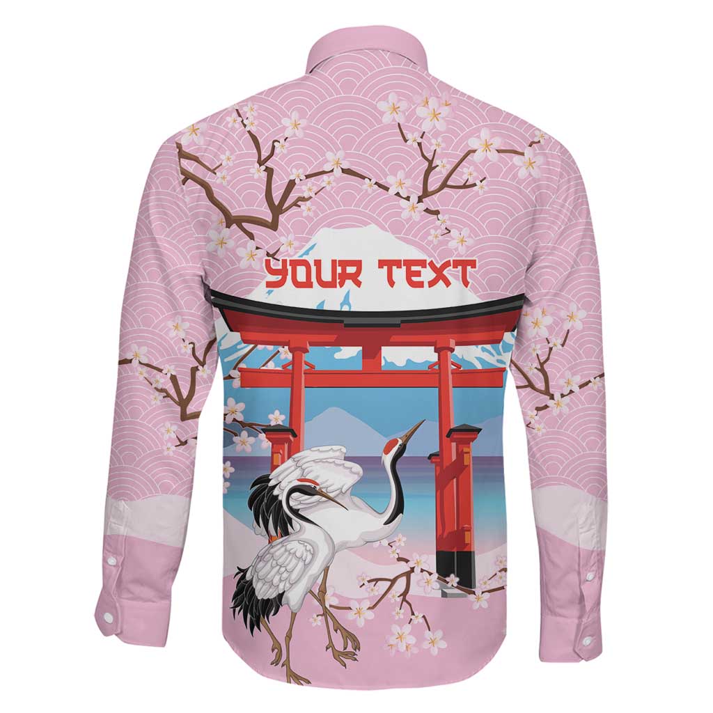 Japanese Torii Gate Cranes Personalised Family Matching Off Shoulder Short Dress and Hawaiian Shirt Fuji Mount Sakura Seigaiha Pattern LT14 - Polynesian Pride