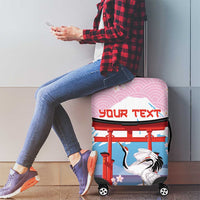 Japanese Torii Gate Cranes Personalised Luggage Cover Fuji Mount Sakura Seigaiha Pattern