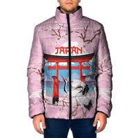 Japanese Torii Gate Cranes Personalised Padded Jacket Fuji Mount Sakura Seigaiha Pattern