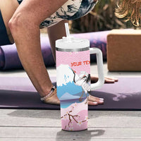 Japanese Torii Gate Cranes Personalised Tumbler With Handle Fuji Mount Sakura Seigaiha Pattern LT14 - Polynesian Pride