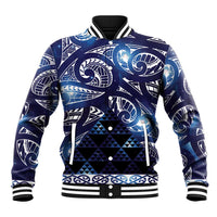 Matariki New Zealand Baseball Jacket NZ Niho Taniwha Maori New Year Blue Galaxy LT14 Unisex Blue - Polynesian Pride