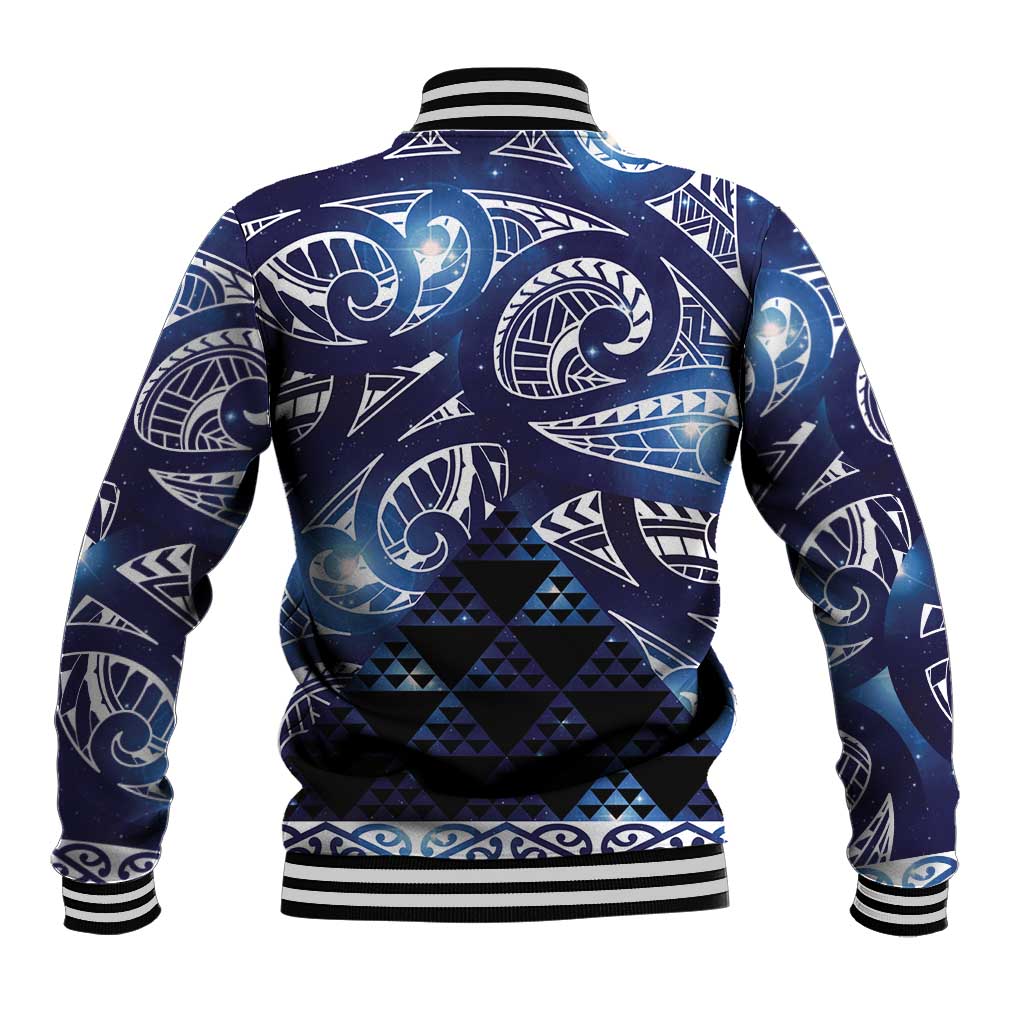 Matariki New Zealand Baseball Jacket NZ Niho Taniwha Maori New Year Blue Galaxy LT14 - Polynesian Pride
