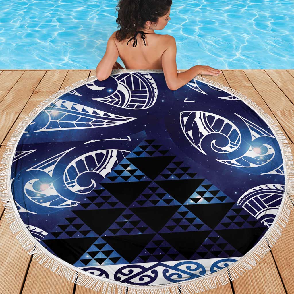 Matariki New Zealand Beach Blanket NZ Niho Taniwha Maori New Year Blue Galaxy LT14 - Polynesian Pride