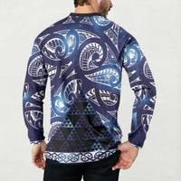Matariki New Zealand Button Sweatshirt NZ Niho Taniwha Maori New Year Blue Galaxy