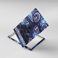 Matariki New Zealand Canvas Wall Art NZ Niho Taniwha Maori New Year Blue Galaxy LT14 With Frame Blue - Polynesian Pride