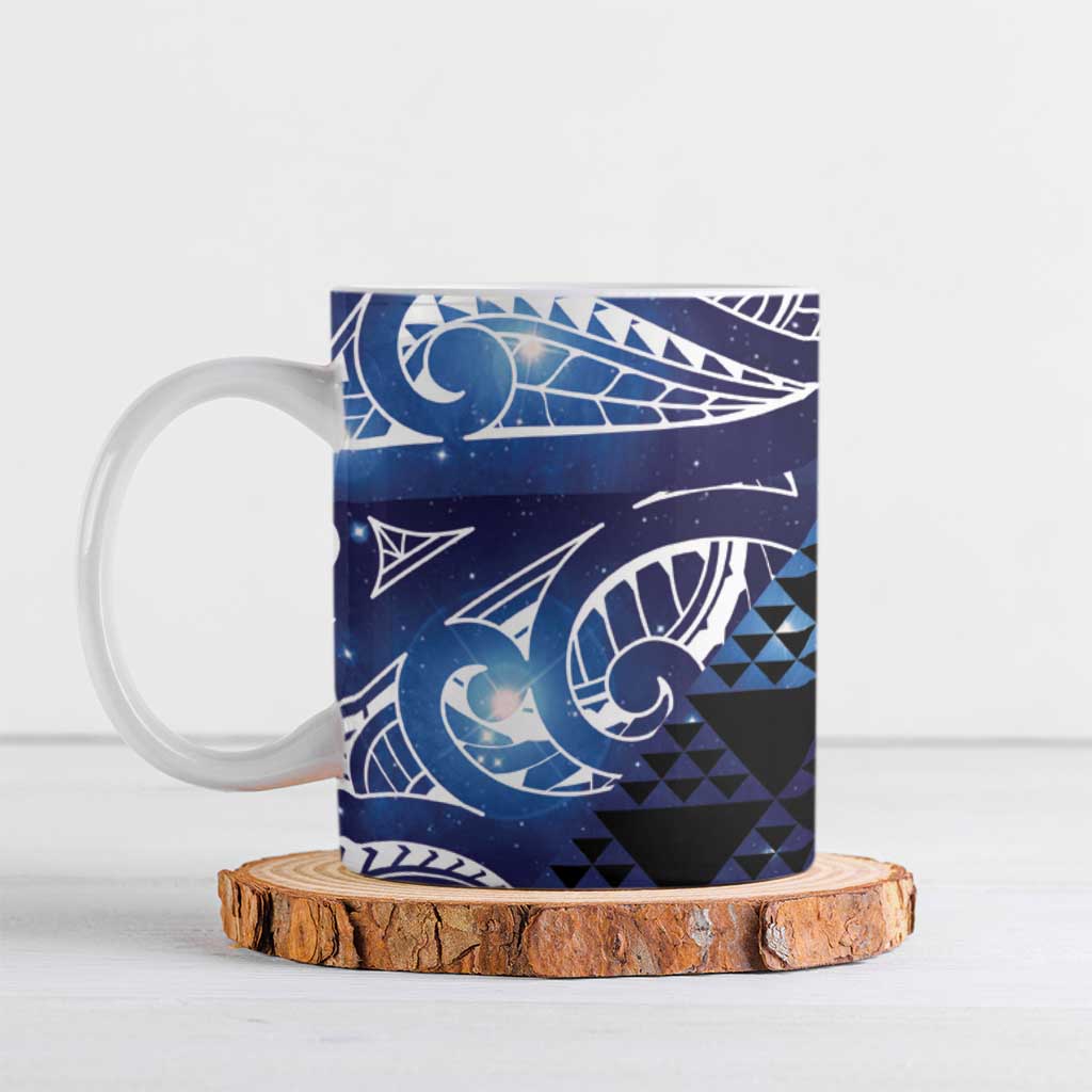 Matariki New Zealand Ceramic Mug NZ Niho Taniwha Maori New Year Blue Galaxy