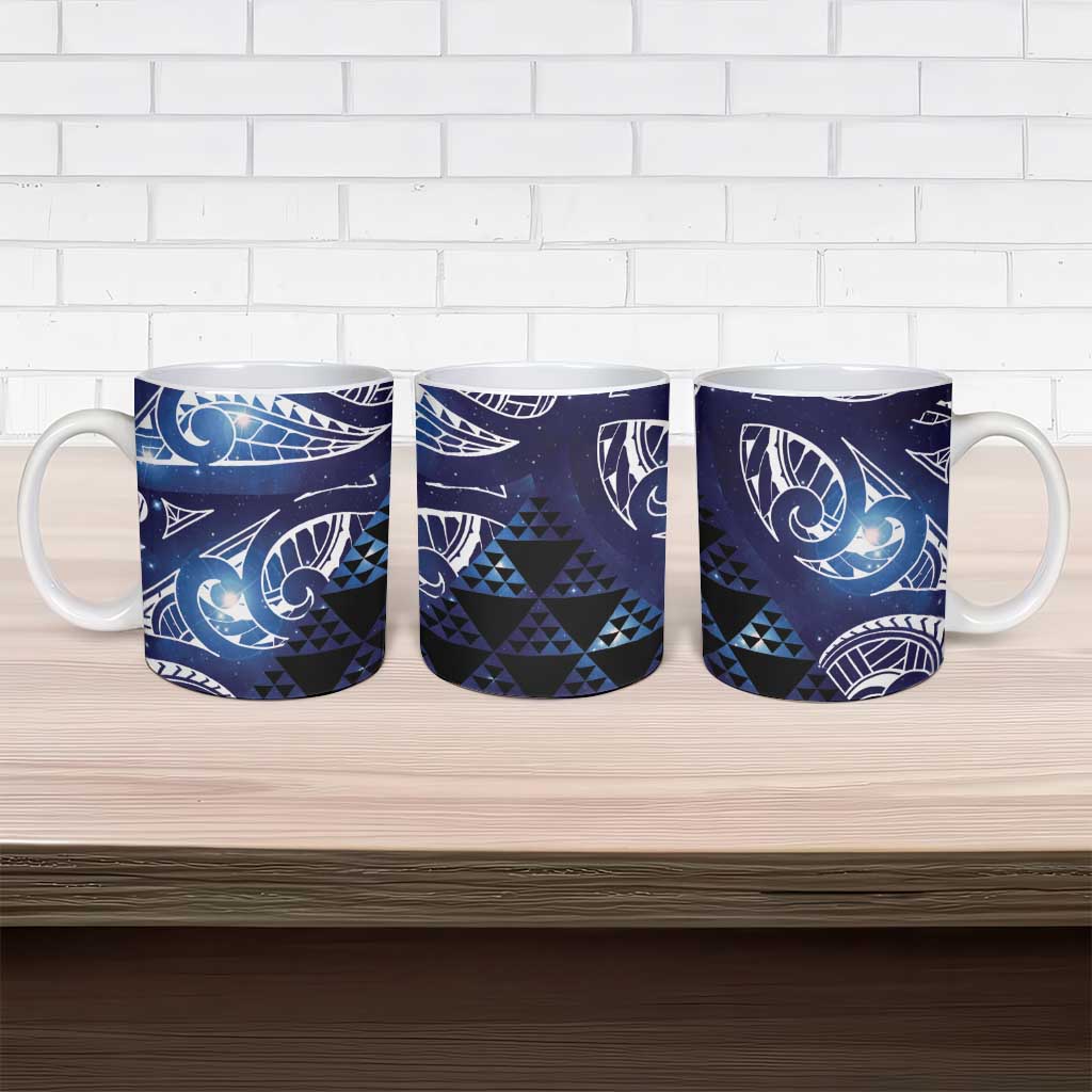 Matariki New Zealand Ceramic Mug NZ Niho Taniwha Maori New Year Blue Galaxy