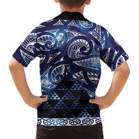 Matariki New Zealand Kid Hawaiian Shirt NZ Niho Taniwha Maori New Year Blue Galaxy LT14 - Polynesian Pride