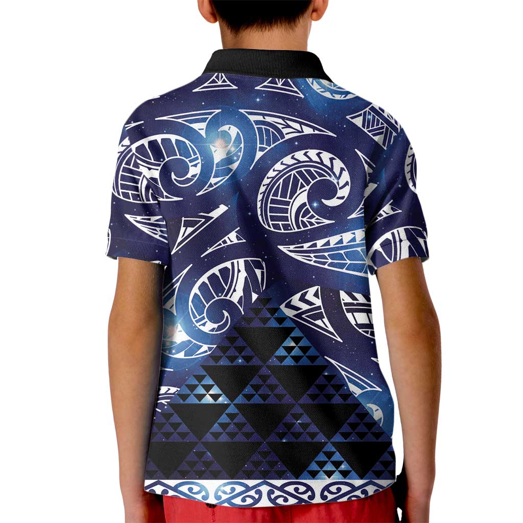 Matariki New Zealand Kid Polo Shirt NZ Niho Taniwha Maori New Year Blue Galaxy LT14 - Polynesian Pride