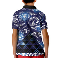Matariki New Zealand Kid Polo Shirt NZ Niho Taniwha Maori New Year Blue Galaxy LT14 - Polynesian Pride