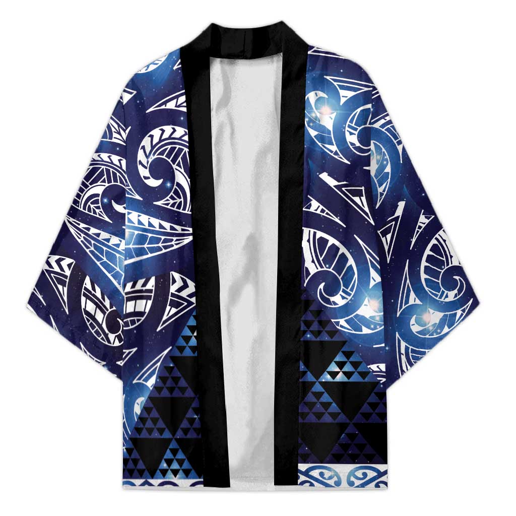 Matariki New Zealand Kimono NZ Niho Taniwha Maori New Year Blue Galaxy LT14 Unisex Blue - Polynesian Pride