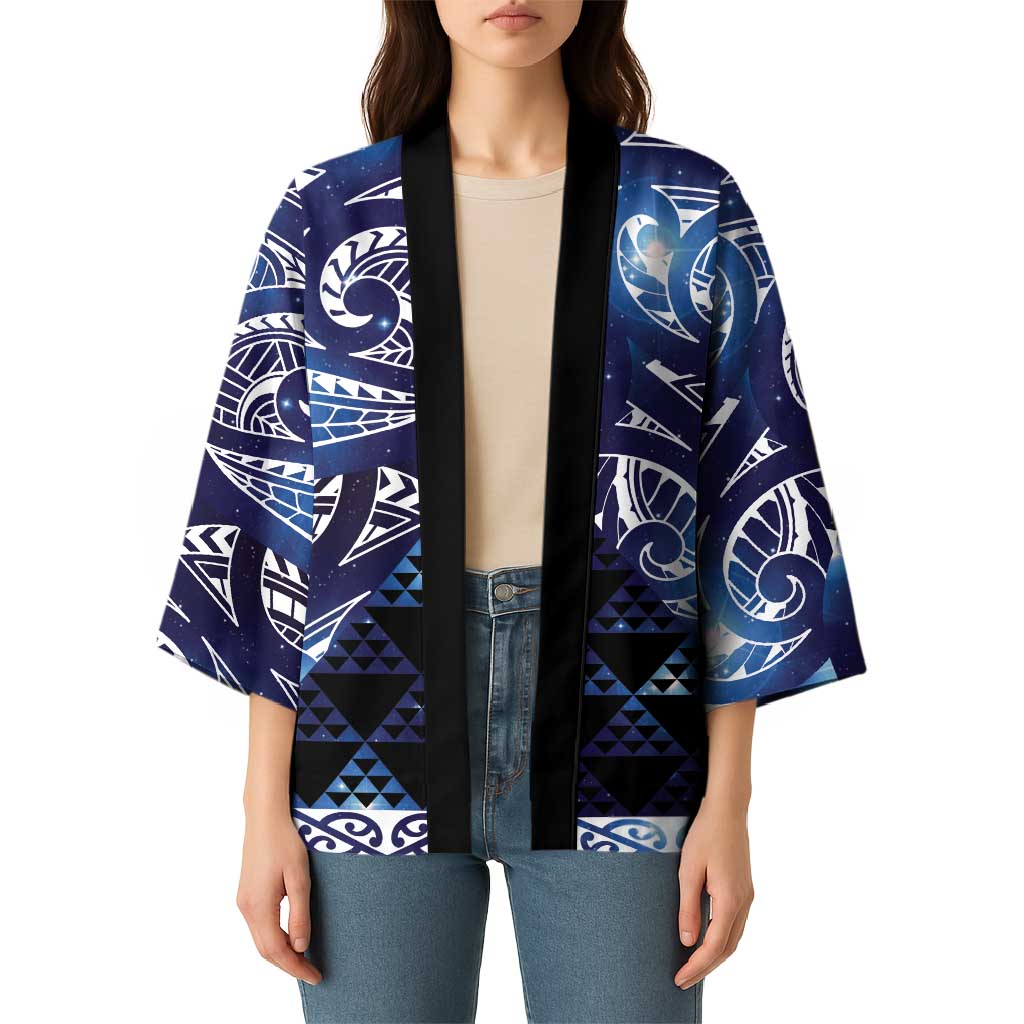 Matariki New Zealand Kimono NZ Niho Taniwha Maori New Year Blue Galaxy LT14 - Polynesian Pride