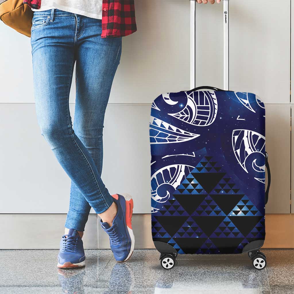 Matariki New Zealand Luggage Cover NZ Niho Taniwha Maori New Year Blue Galaxy