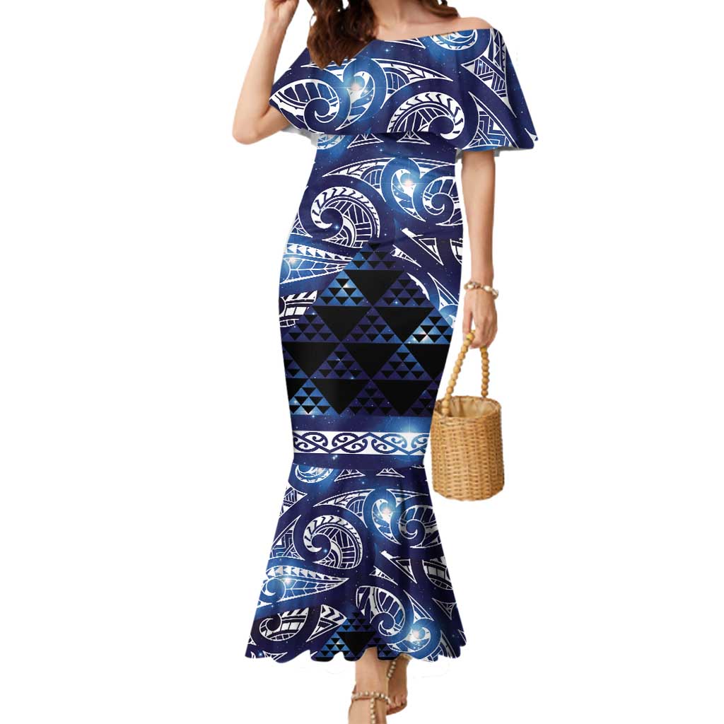 Matariki New Zealand Mermaid Dress NZ Niho Taniwha Maori New Year Blue Galaxy LT14 Women Blue - Polynesian Pride