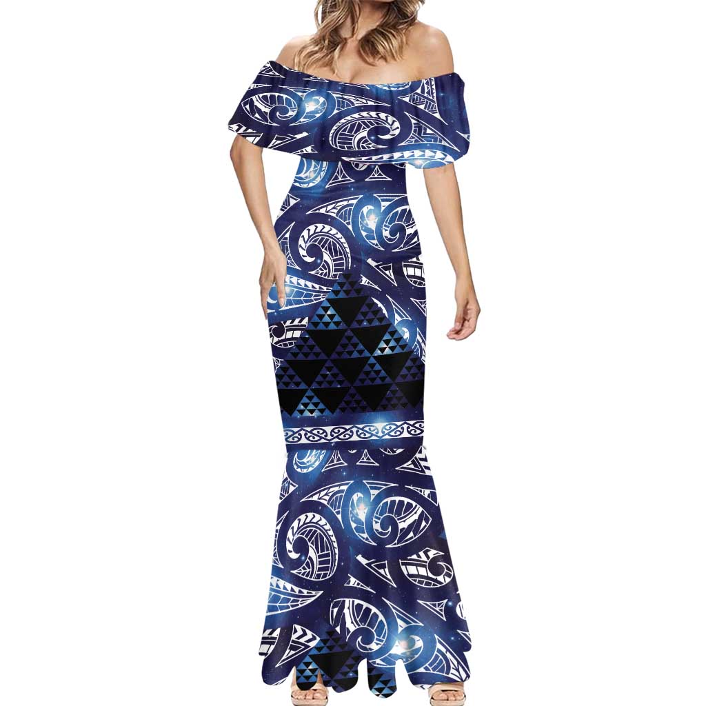 Matariki New Zealand Mermaid Dress NZ Niho Taniwha Maori New Year Blue Galaxy LT14 - Polynesian Pride