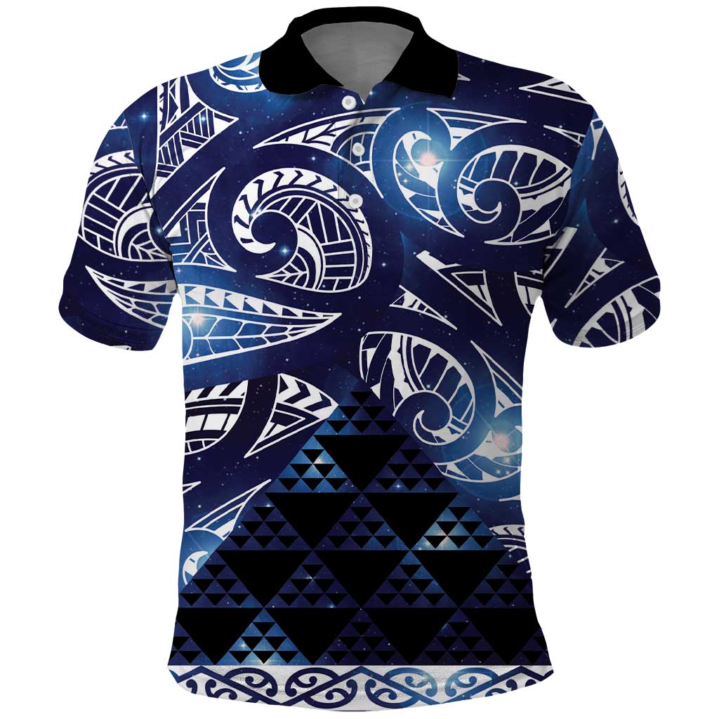 Matariki New Zealand Polo Shirt NZ Niho Taniwha Maori New Year Blue Galaxy