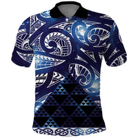 Matariki New Zealand Polo Shirt NZ Niho Taniwha Maori New Year Blue Galaxy