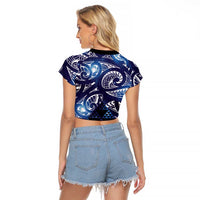 Matariki New Zealand Raglan Cropped T Shirt NZ Niho Taniwha Maori New Year Blue Galaxy LT14 - Polynesian Pride