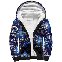 Matariki New Zealand Sherpa Hoodie NZ Niho Taniwha Maori New Year Blue Galaxy LT14 Unisex Blue - Polynesian Pride