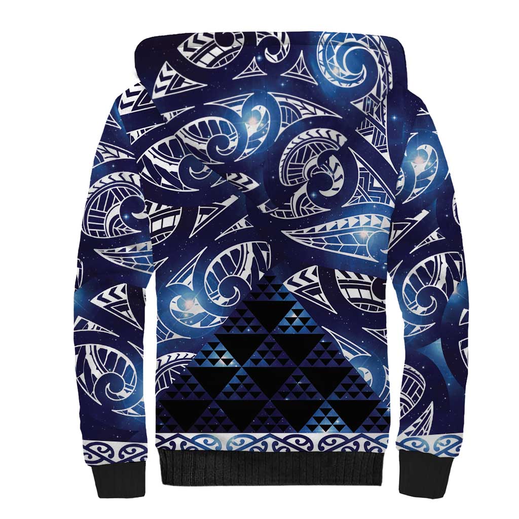 Matariki New Zealand Sherpa Hoodie NZ Niho Taniwha Maori New Year Blue Galaxy LT14 - Polynesian Pride