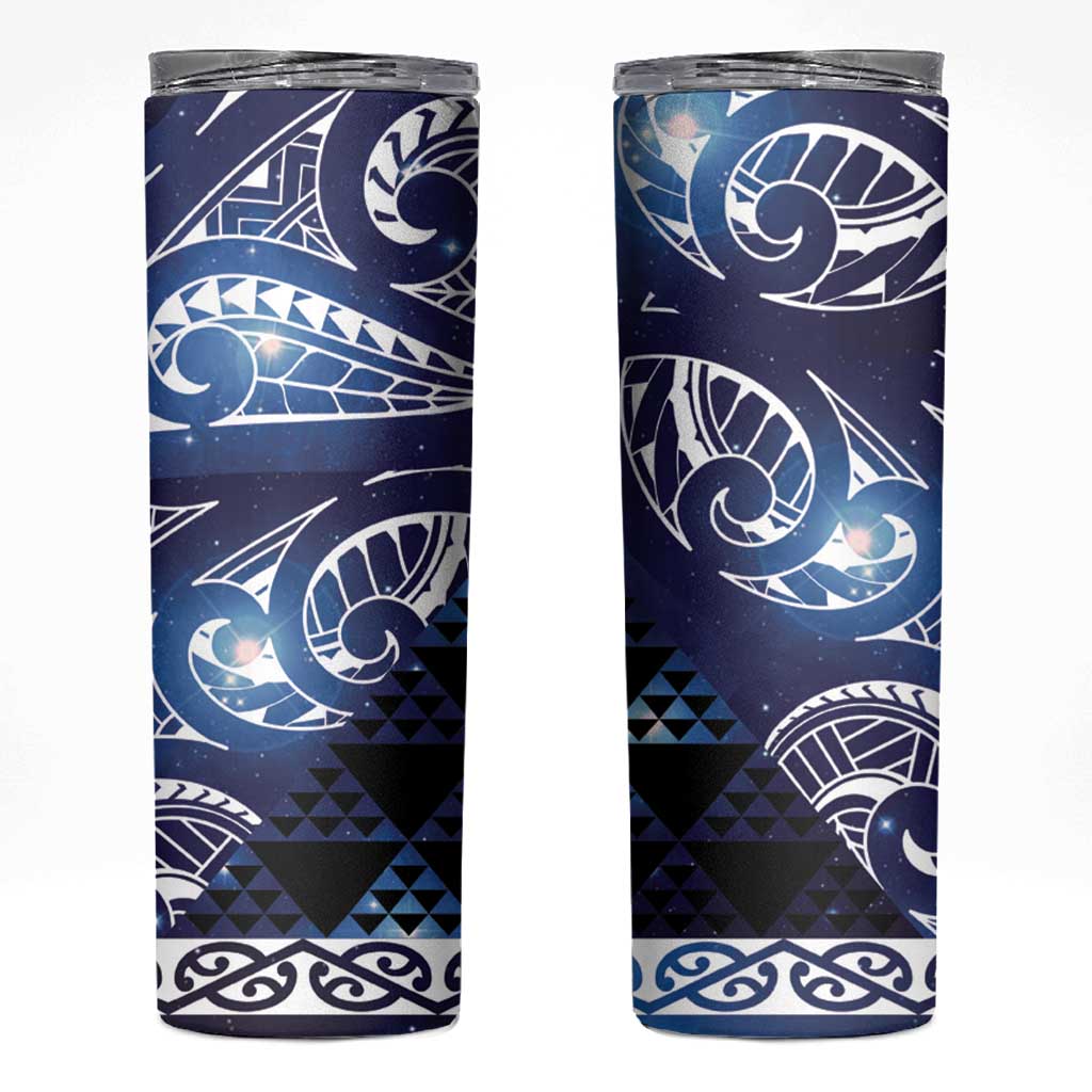 Matariki New Zealand Skinny Tumbler NZ Niho Taniwha Maori New Year Blue Galaxy LT14 Blue - Polynesian Pride
