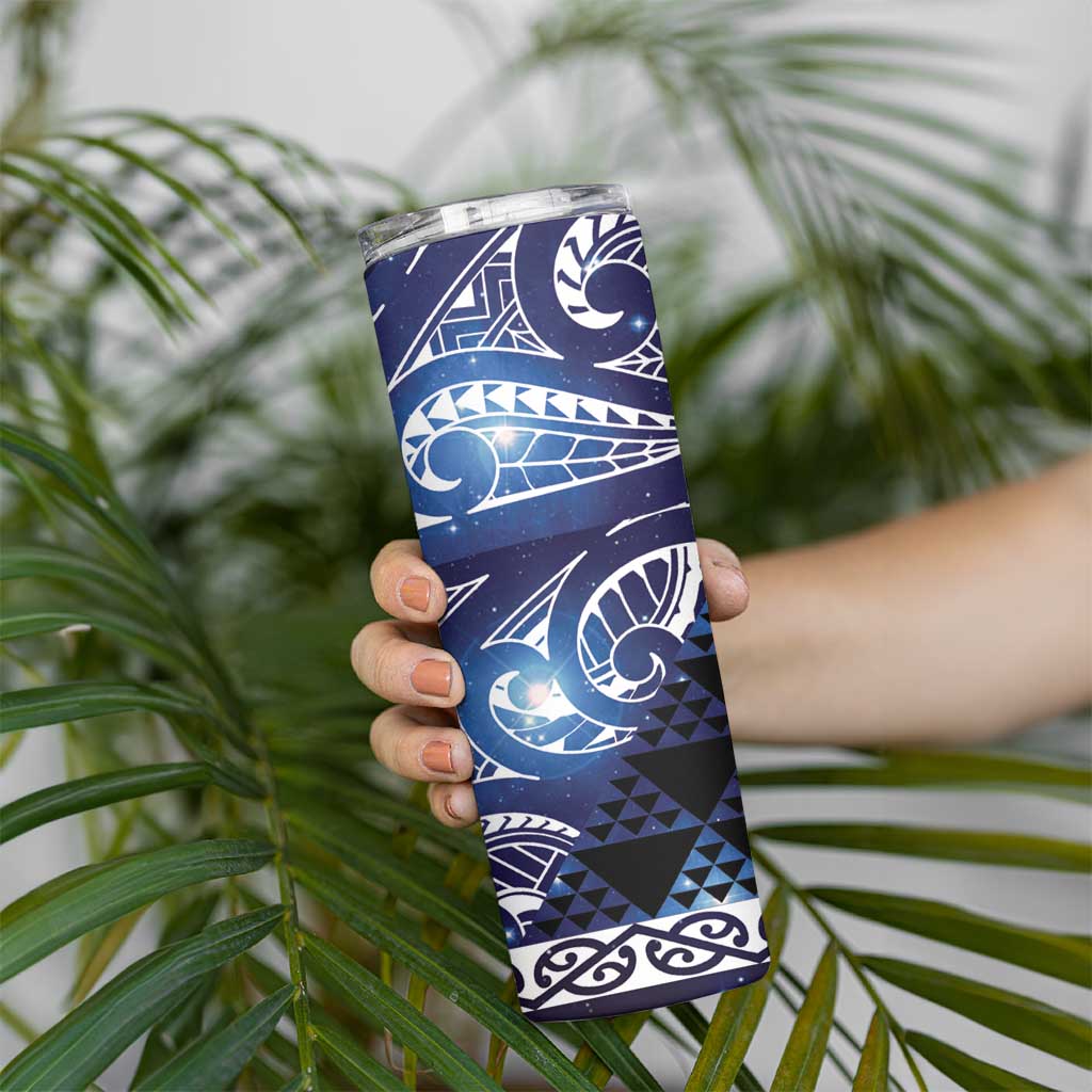 Matariki New Zealand Skinny Tumbler NZ Niho Taniwha Maori New Year Blue Galaxy LT14 - Polynesian Pride