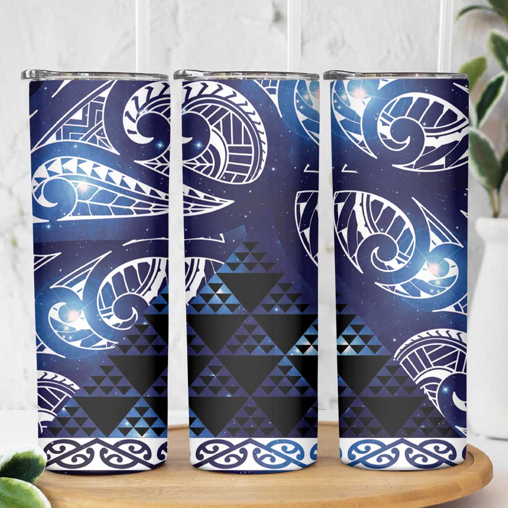 Matariki New Zealand Skinny Tumbler NZ Niho Taniwha Maori New Year Blue Galaxy LT14 - Polynesian Pride