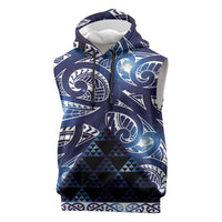 Matariki New Zealand Sleeveless Hoodie NZ Niho Taniwha Maori New Year Blue Galaxy LT14 Blue - Polynesian Pride