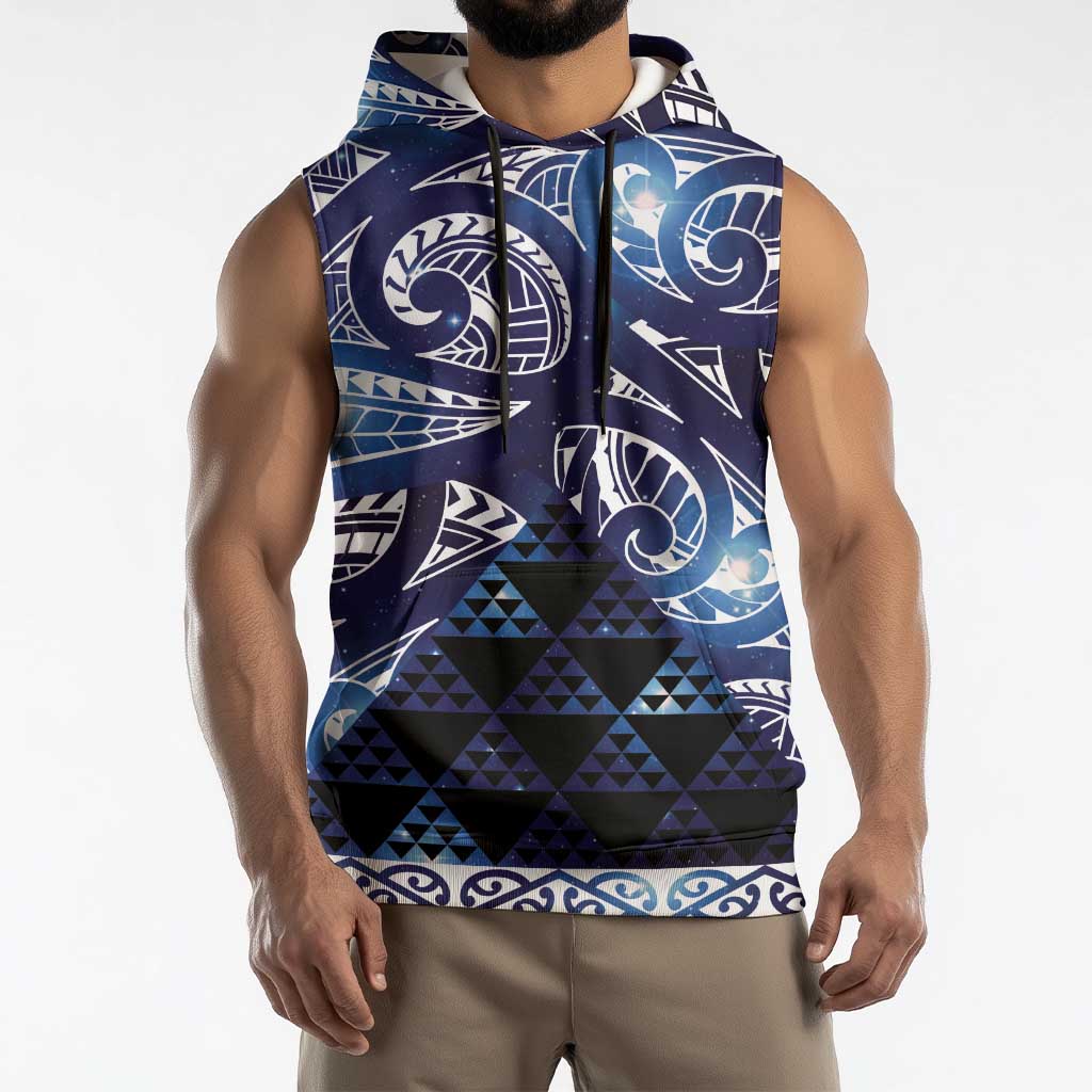 Matariki New Zealand Sleeveless Hoodie NZ Niho Taniwha Maori New Year Blue Galaxy LT14 - Polynesian Pride