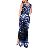Matariki New Zealand Tank Maxi Dress NZ Niho Taniwha Maori New Year Blue Galaxy LT14 - Polynesian Pride