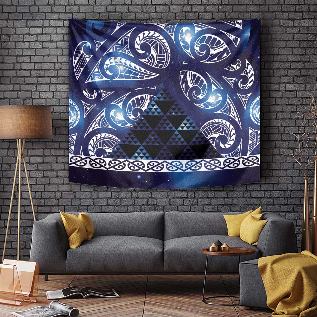 Matariki New Zealand Tapestry NZ Niho Taniwha Maori New Year Blue Galaxy LT14 Blue - Polynesian Pride