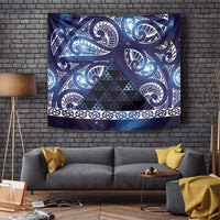 Matariki New Zealand Tapestry NZ Niho Taniwha Maori New Year Blue Galaxy LT14 Blue - Polynesian Pride