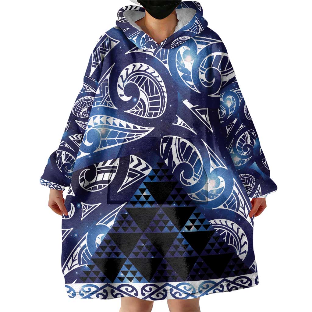 Matariki New Zealand Wearable Blanket Hoodie NZ Niho Taniwha Maori New Year Blue Galaxy LT14 - Polynesian Pride