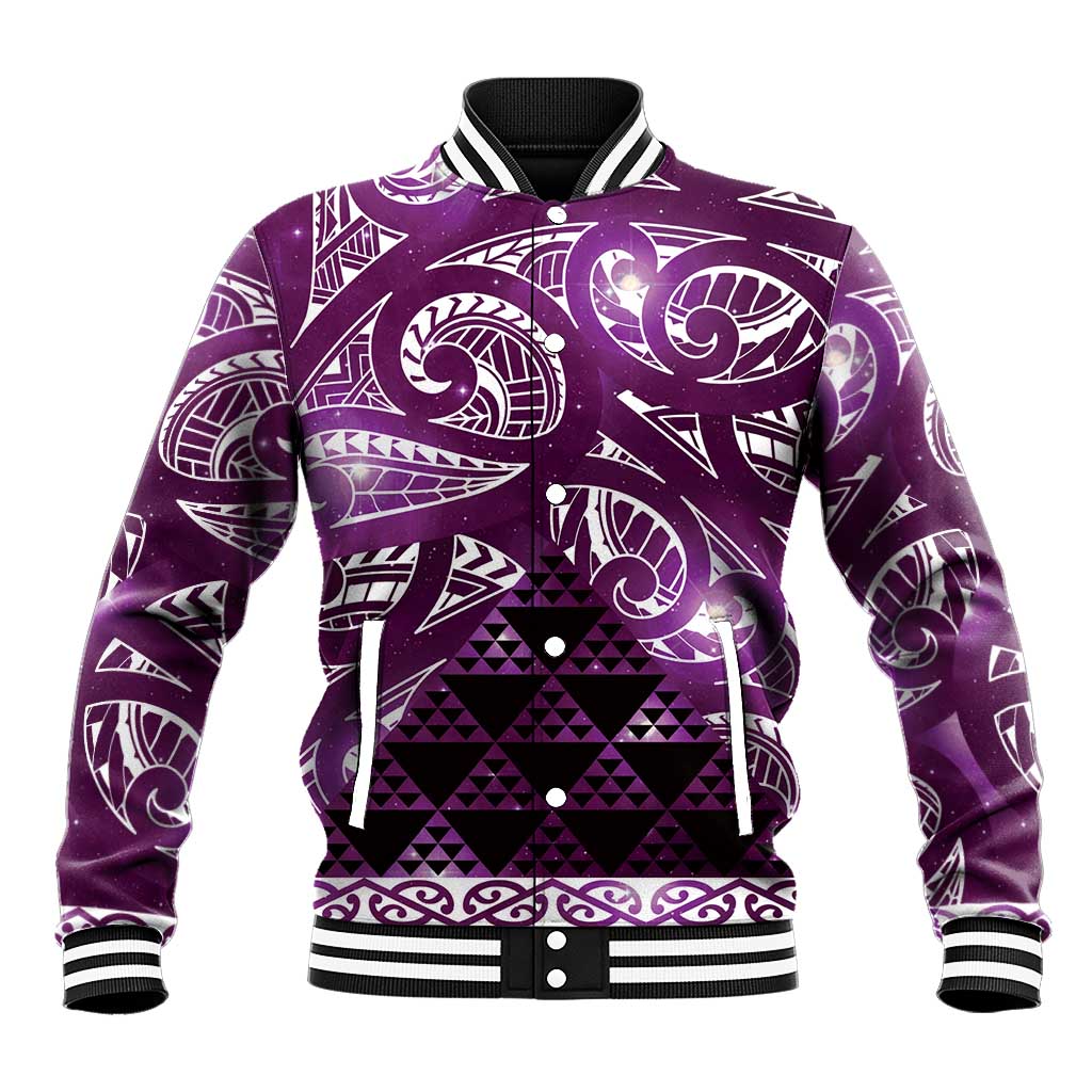 Matariki New Zealand Baseball Jacket NZ Niho Taniwha Maori New Year Purple Galaxy