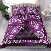 Matariki New Zealand Bedding Set NZ Niho Taniwha Maori New Year Purple Galaxy