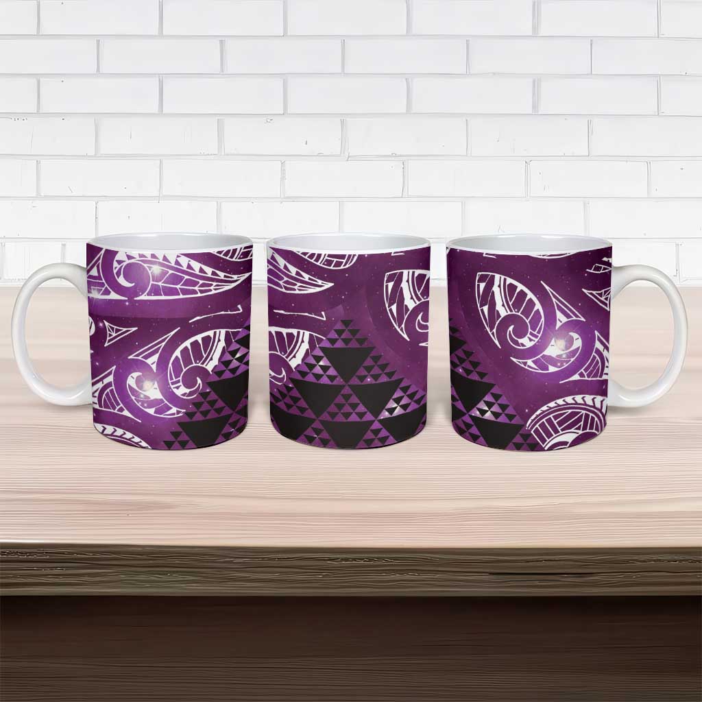 Matariki New Zealand Ceramic Mug NZ Niho Taniwha Maori New Year Purple Galaxy