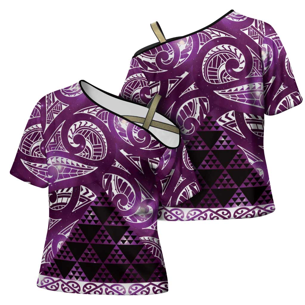 Matariki New Zealand Cross Shoulder Shirt NZ Niho Taniwha Maori New Year Purple Galaxy LT14 - Polynesian Pride