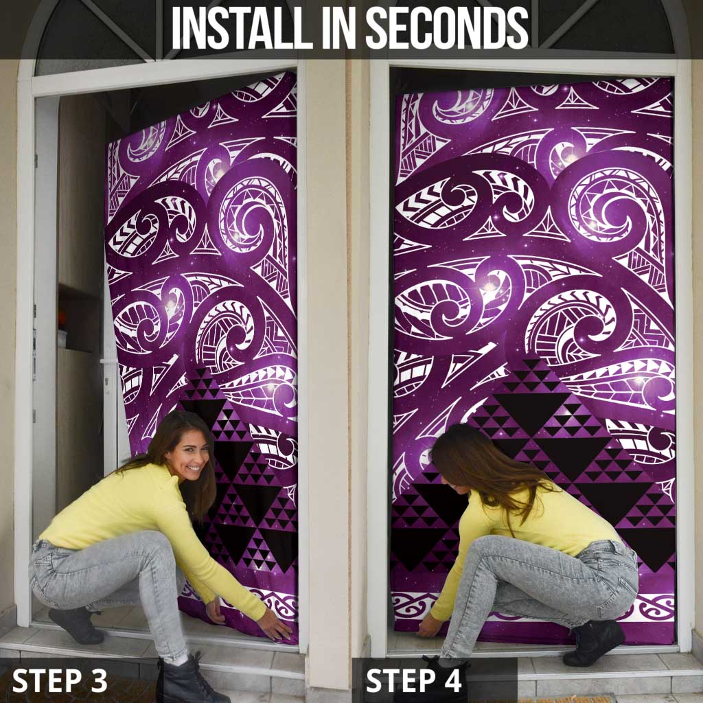 Matariki New Zealand Door Cover NZ Niho Taniwha Maori New Year Purple Galaxy LT14 - Polynesian Pride