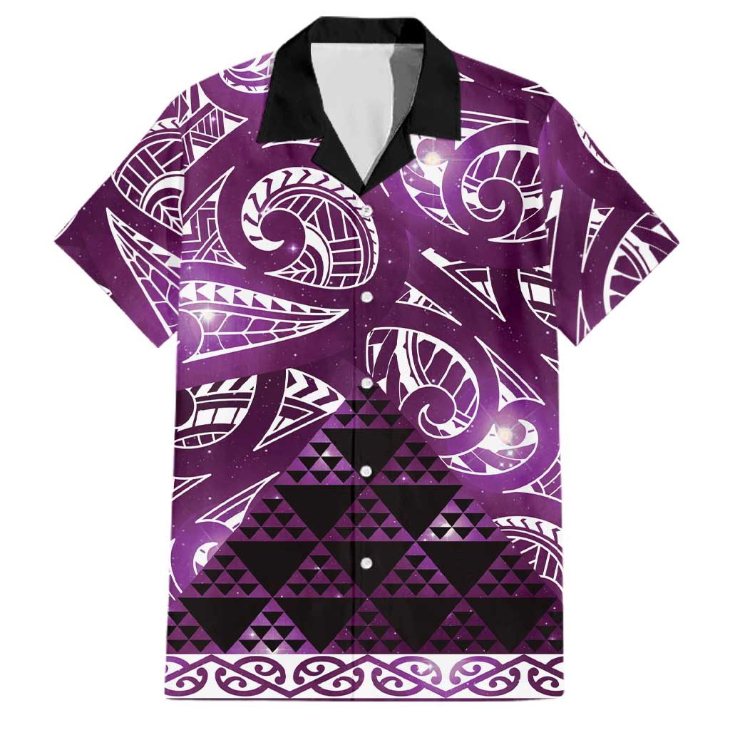 Matariki New Zealand Family Matching Long Sleeve Bodycon Dress and Hawaiian Shirt NZ Niho Taniwha Maori New Year Purple Galaxy LT14 Dad's Shirt - Short Sleeve Purple - Polynesian Pride