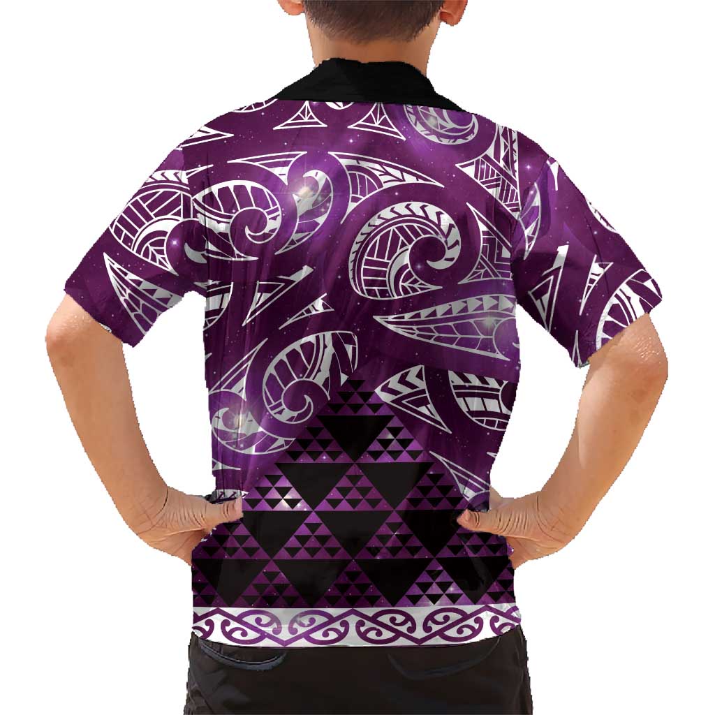 Matariki New Zealand Family Matching Mermaid Dress and Hawaiian Shirt NZ Niho Taniwha Maori New Year Purple Galaxy LT14 - Polynesian Pride