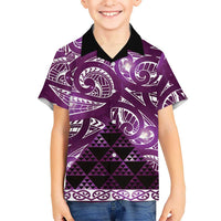 Matariki New Zealand Family Matching Mermaid Dress and Hawaiian Shirt NZ Niho Taniwha Maori New Year Purple Galaxy LT14 Son's Shirt Purple - Polynesian Pride