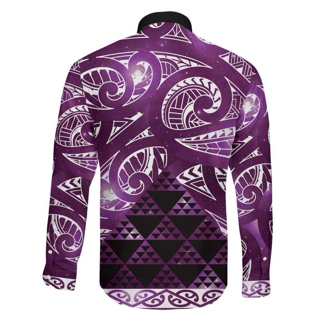 Matariki New Zealand Family Matching Off Shoulder Short Dress and Hawaiian Shirt NZ Niho Taniwha Maori New Year Purple Galaxy LT14 - Polynesian Pride