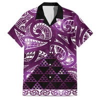 Matariki New Zealand Family Matching Tank Maxi Dress and Hawaiian Shirt NZ Niho Taniwha Maori New Year Purple Galaxy LT14 Dad's Shirt - Short Sleeve Purple - Polynesian Pride