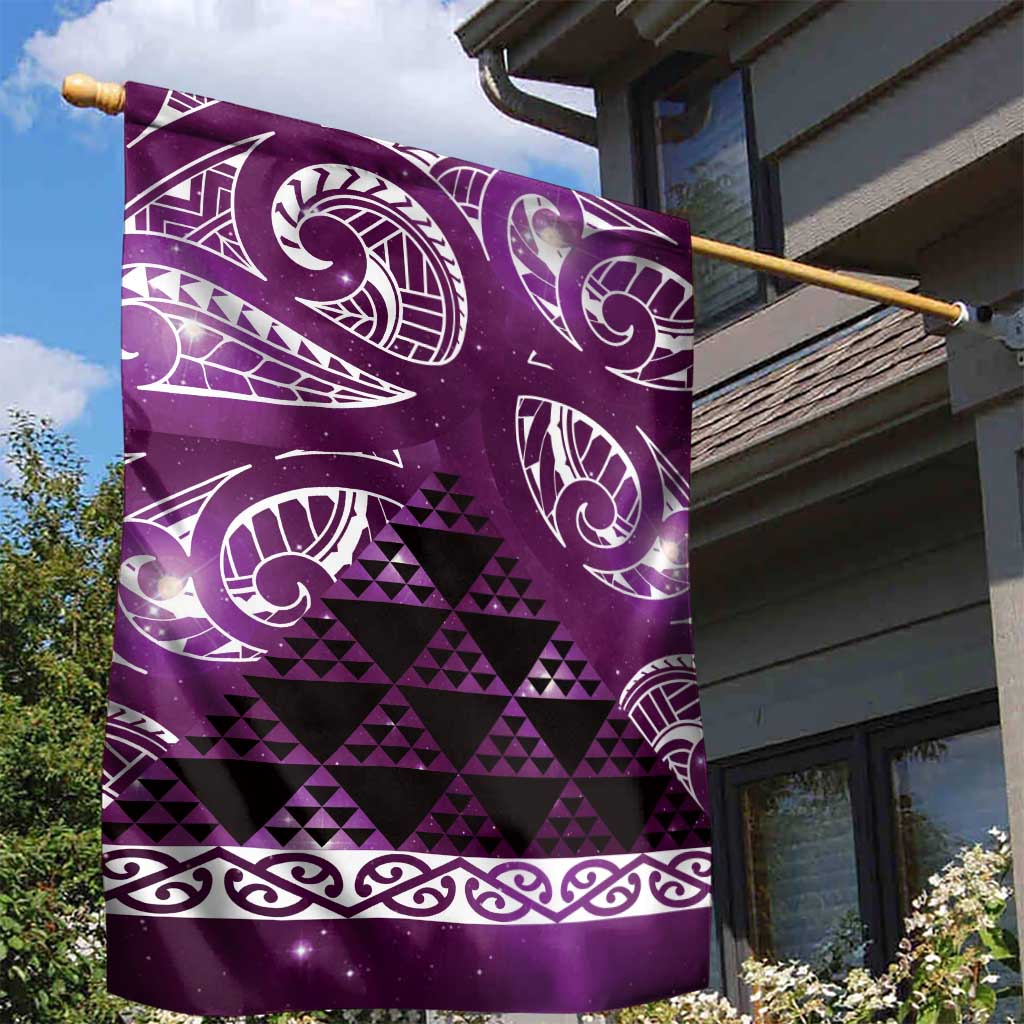 Matariki New Zealand Garden Flag NZ Niho Taniwha Maori New Year Purple Galaxy LT14 - Polynesian Pride