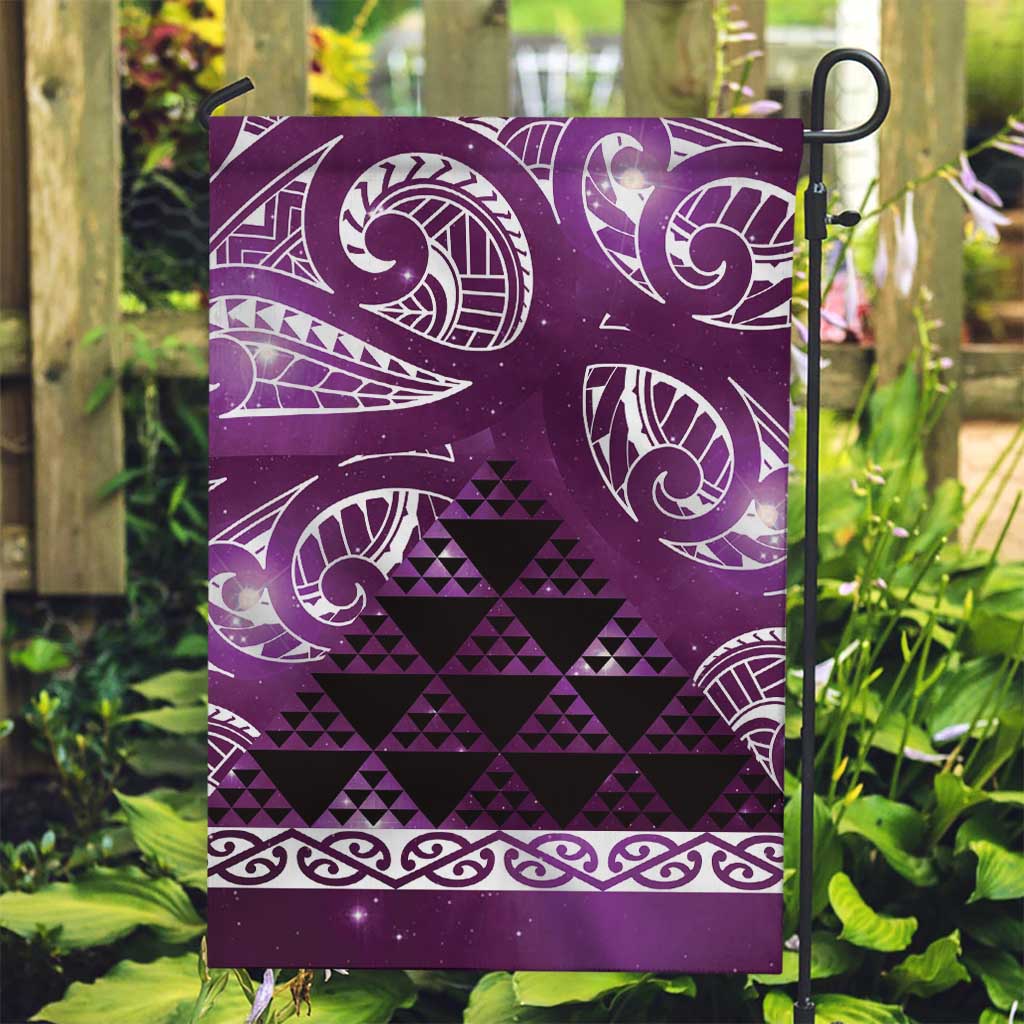 Matariki New Zealand Garden Flag NZ Niho Taniwha Maori New Year Purple Galaxy LT14 Garden Flag Purple - Polynesian Pride